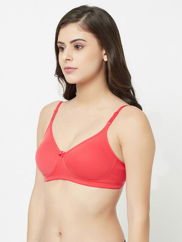 Groversons Paris Beauty women's Non Padded Non Wired Full Coverage Cotton Bra (BR194- CORAL)
