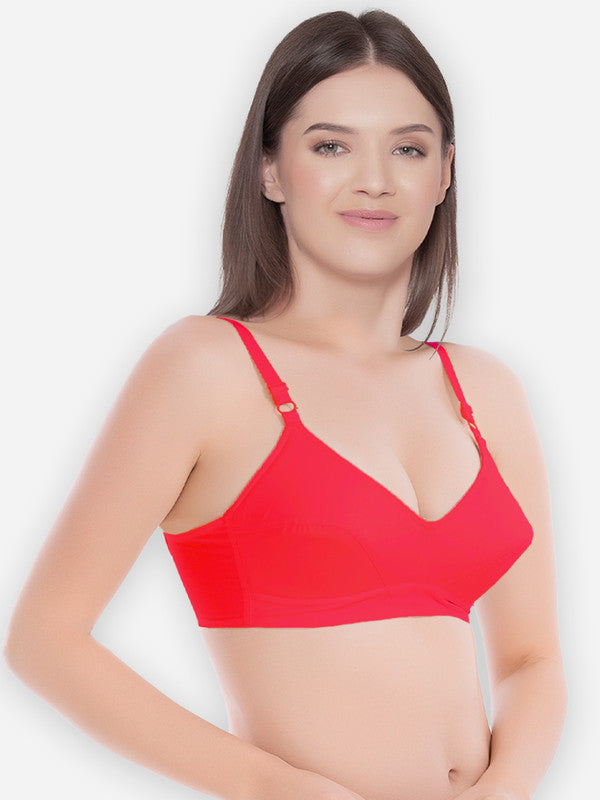 Groversons Paris Beauty Women's Cotton Non Padded Non-Wired Push-up Bra (BR193-CORAL)