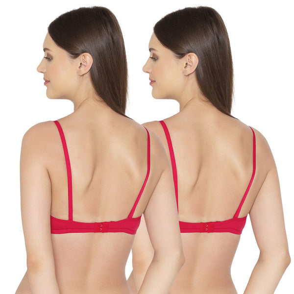 Groversons Paris Beauty Women's Pack Of 2 Non-Padded-Non-Wired Everyday Bra Cotton Bra (COMB40-Coral)