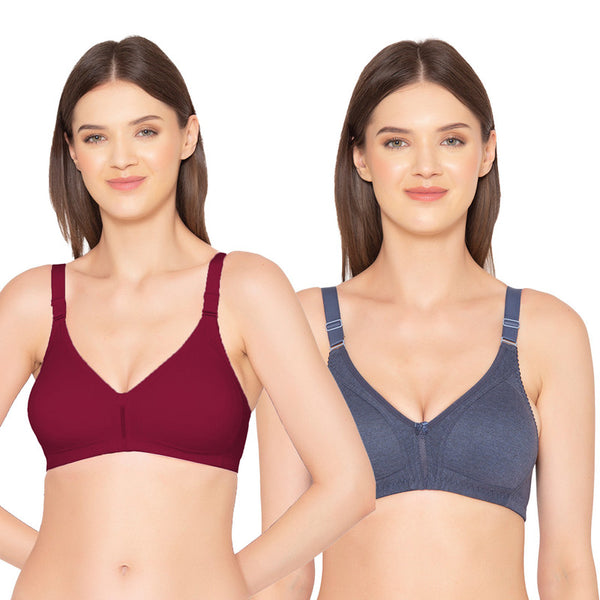 combo pack of 4 Paris beauty center lastic cotton full coverage non padded  bra for girls women and teenagers