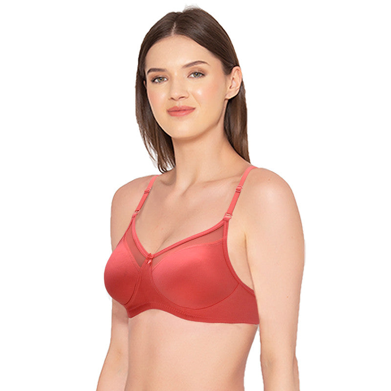 Groversons Paris Beauty Women's Pack of 2 Non-Padded Non-Wired Full Coverage Bra (COMB04-CORAL & HOT PINK)