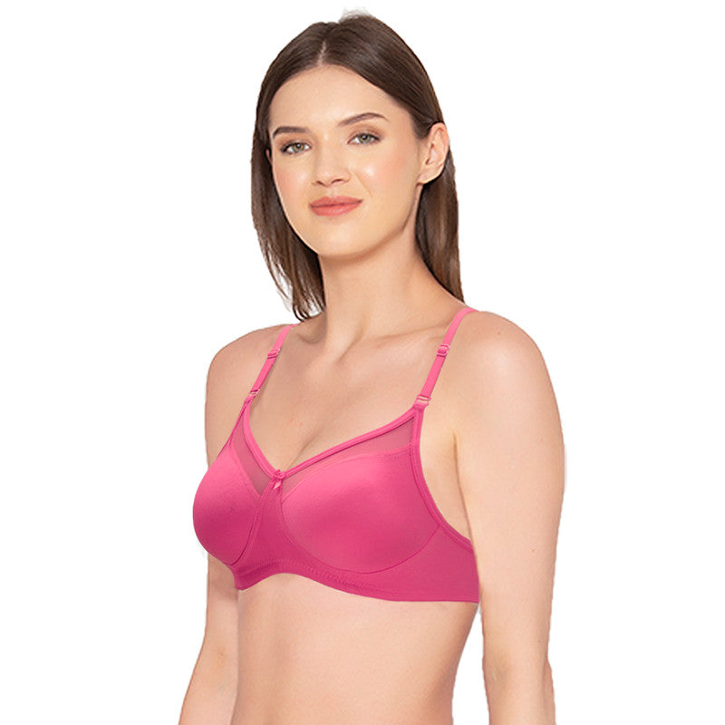 Groversons Paris Beauty Women's Pack of 2 Non-Padded Non-Wired Full Coverage Bra (COMB04-HOT PINK)