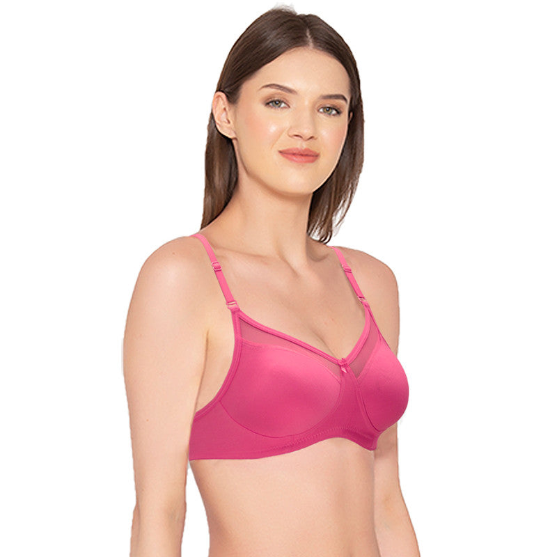 Groversons Paris Beauty Women's Non-Padded Non-Wired Full Coverage Bra (BR010-HOT PINK)