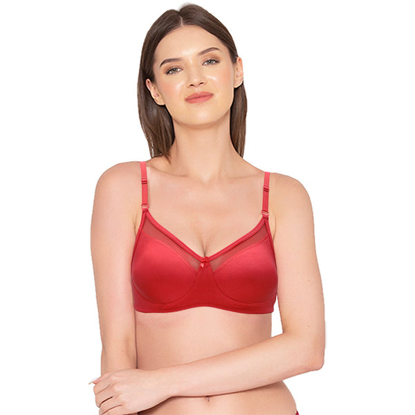 Groversons Paris Beauty Women's Non-Padded Non-Wired Full Coverage Bra (BR010-RED)