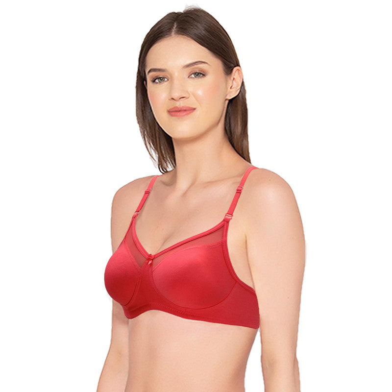 Groversons Paris Beauty Women's Pack of 2 Non-Padded Non-Wired Full Coverage Bra (COMB04-BLACK & RED)