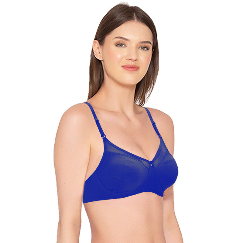 Groversons Paris Beauty Women's Pack of 2 Non-Padded Non-Wired Full Coverage Bra (COMB04-Royal Blue)