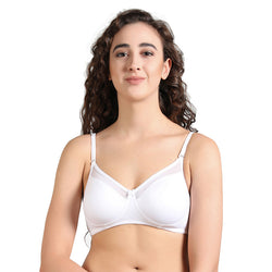 Groversons Paris Beauty Women's Non-Padded Non-Wired Full Coverage Bra (BR010-WHITE)