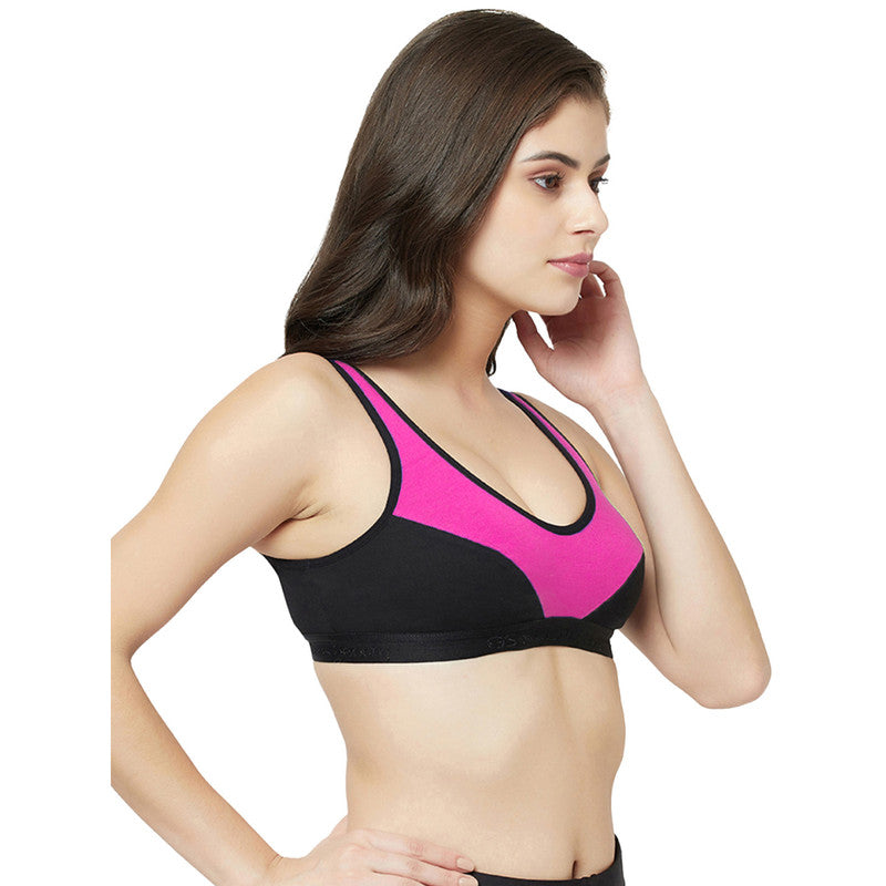 Groversons Paris Beauty Women's Non-Padded Non-Wired Seamed Full Coverage  Sports Bra (BR161-BLACK)