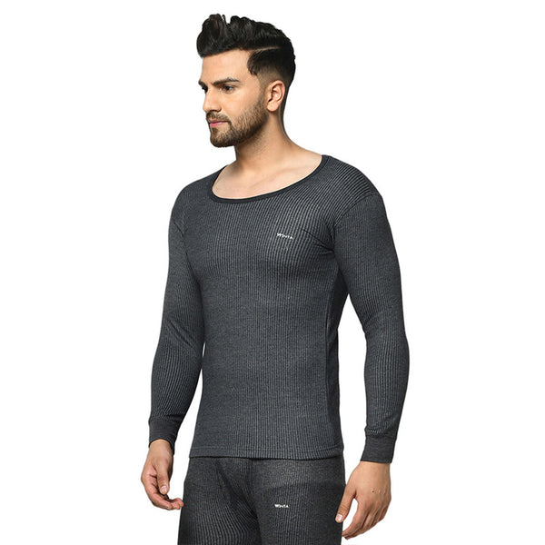 Groversons Paris Beauty Men's Thermal Upper Innerwear For All Day Warmth (G-1101-CHARCOAL BLACK)