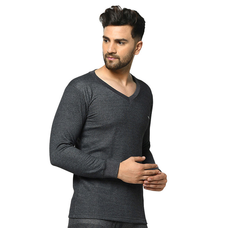Groversons Paris Beauty Men's Thermal Upper Innerwear For All Day Warmth (G-1103-CHARCOAL BLACK)