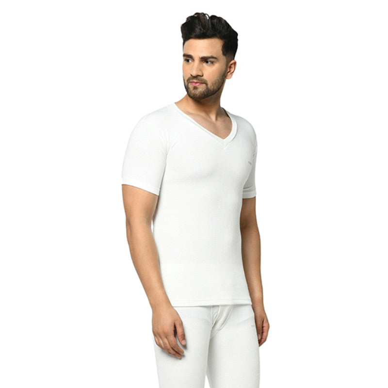 Groversons Paris Beauty Men's Thermal Upper Innerwear For All Day Warmth (G-1104-PEARL WHITE)