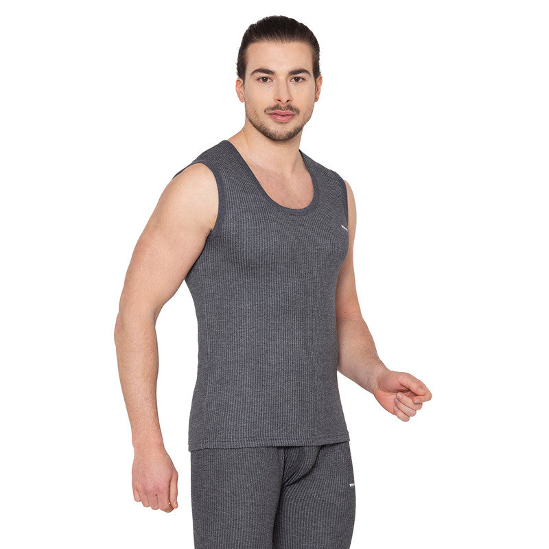 Groversons Paris Beauty Men's Thermal Upper Innerwear For All Day Warmth (G-1105-CHARCOAL BLACK)