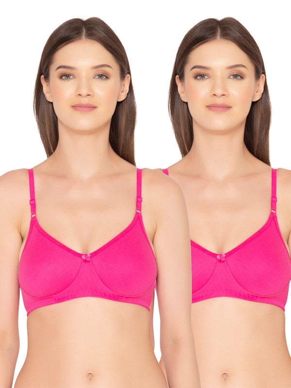 Women’s Pack of 2 seamless Non-Padded, Non-Wired Bra (COMB09-HOT PINK)