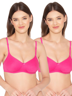 Women’s Pack of 2 seamless Non-Padded, Non-Wired Bra (COMB10-HOT PINK)