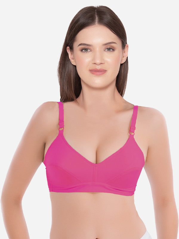 Groversons Paris Beauty Women's Cotton Non Padded Non-Wired Push-up Bra (BR193-HOT PINK)
