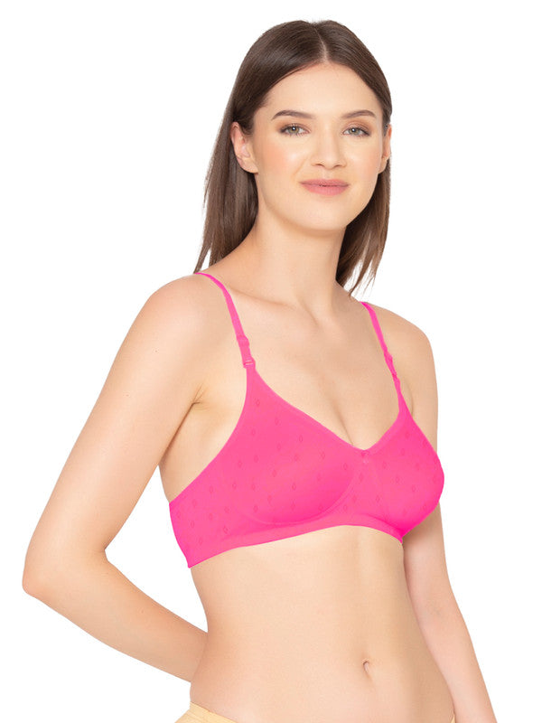 Groversons Paris Beauty Women's  Pack of 2 Cotton Dobby design fabric, Non-Padded, Non-wired, Full-Coverage, T-shirt Bra, (COMB36-C02-C06)
