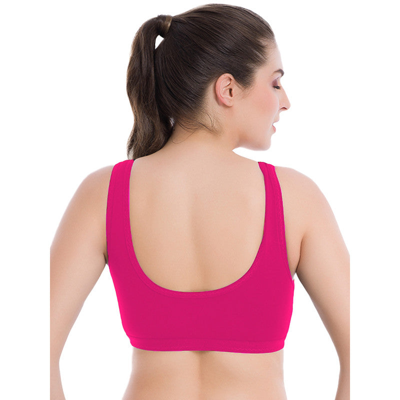 Groversons Paris Beauty Women's Non-Padded Non-Wired Seamed Full Coverage  Sports Bra (BR161-HOT-PINK)