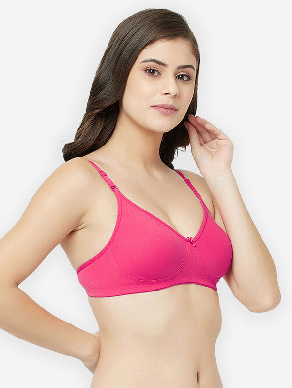 Groversons Paris Beauty women's Non Padded Non Wired Full Coverage Cotton Bra (BR194- HOT PINK)