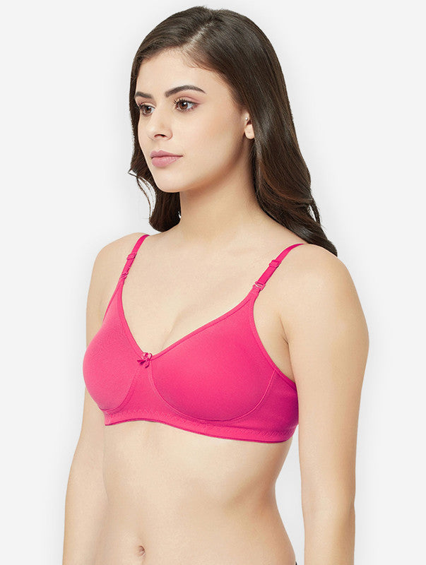 Groversons Paris Beauty women's Non Padded Non Wired Full Coverage Cotton Bra (BR194- HOT PINK)