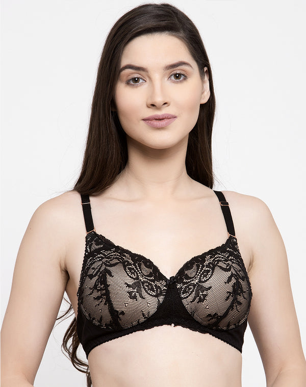 Buy Amante Padded Non Wired Full Coverage Lace Bra Bra - Messa