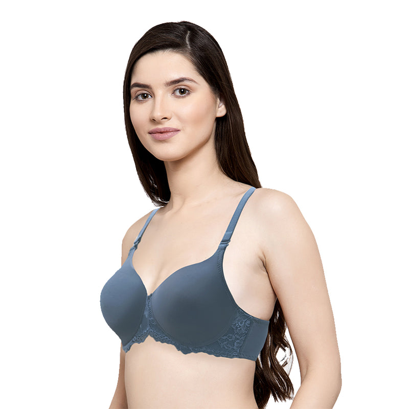 Groversons Paris Beauty Vintage Lace Padded Non Wired Bra-Dark Grey –  gsparisbeauty