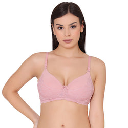 Women's Padded, Non-Wired, Multiway, T-Shirt Bra with lace (BR097-MAUVE)