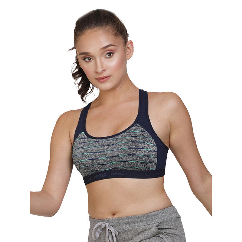 Groversons Paris Beauty Women's Padded Non-Wired Racer Back Sports Bra (BR162-AQUA-GREEN)