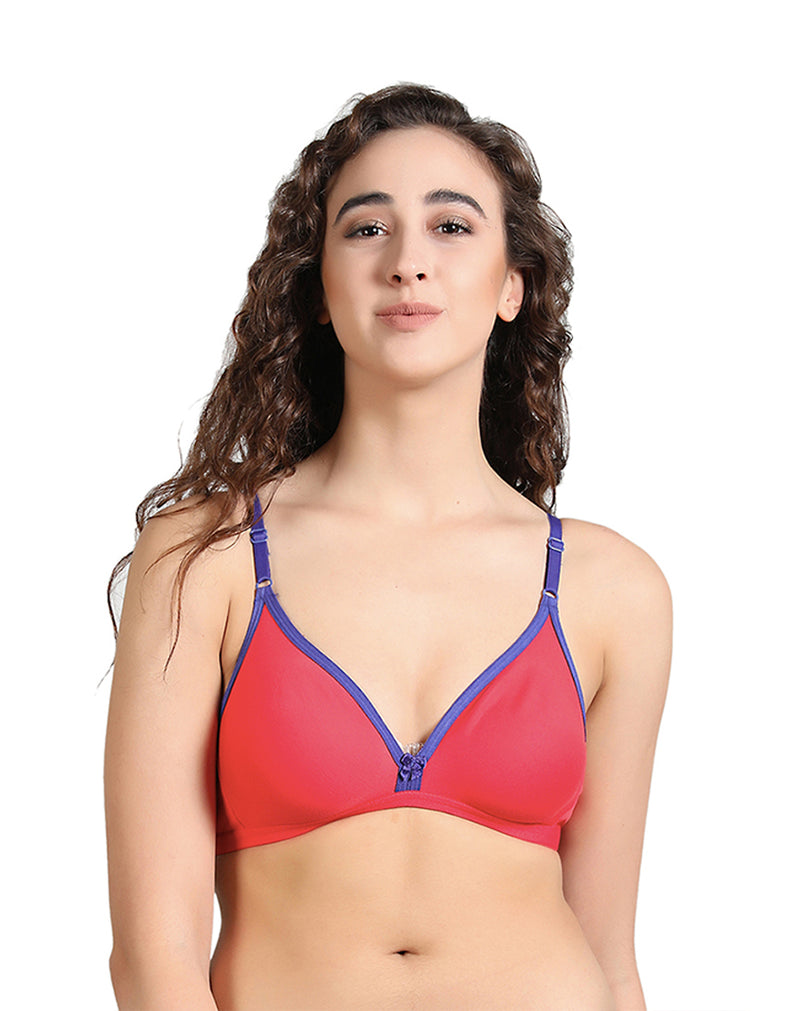 Non padded non wired basic cotton bras - Pack of 2