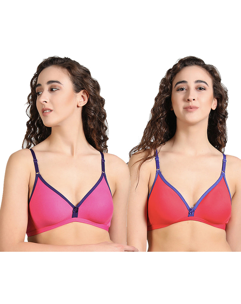 2-pack padded non-wired cotton bras