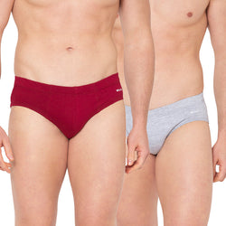 Groversons Paris Beauty Men's Pack of 2 Inner Elastic Brief (GREY & RED)