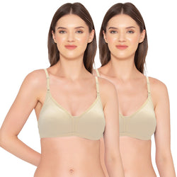 Groversons Paris Beauty Women's Pack of 2 Non-Padded, Non-Wired, Multiway, T-Shirt Bra , Moulded Bra (COMB35-IRISH CREAM)