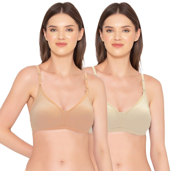Groversons Paris Beauty Women's Pack of 2 Non-Padded, Non-Wired, Multiway, T-Shirt Bra , Moulded Bra (COMB35-IRISH CREAM & TOASTED ALMOND)