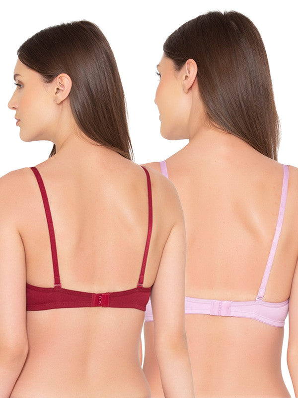 Women’s Pack of 2 seamless Non-Padded, Non-Wired Bra (COMB10-LAVENDER & MAROON)