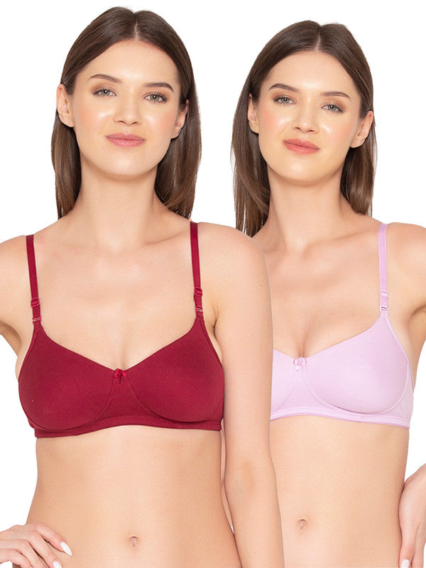 Women’s Pack of 2 seamless Non-Padded, Non-Wired Bra (COMB10-LAVENDER & MAROON)