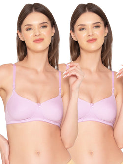 Women’s Pack of 2 seamless Non-Padded, Non-Wired Bra (COMB10-LAVENDER)