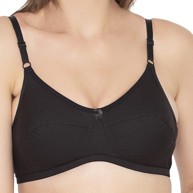 Groversons Paris Beauty Women's Pack Of 2 Non-Padded-Non-Wired Everyday Bra Cotton Bra (COMB40-Black)