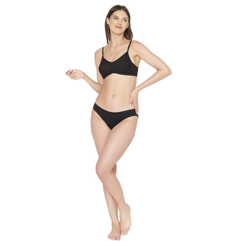 Groversons Paris Beauty Cotton Rich Non-Padded-Non-Wired Everyday Bra (BR052-BLACK)