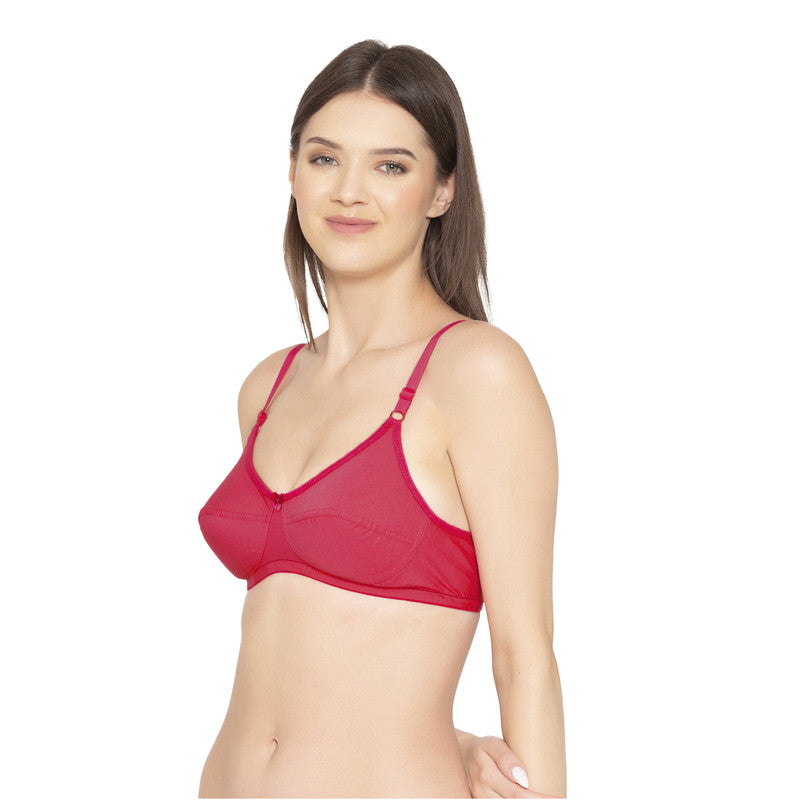 Groversons Paris Beauty Women's Pack Of 2 Non-Padded-Non-Wired Everyday Bra Cotton Bra (COMB40-Coral & Maroon)