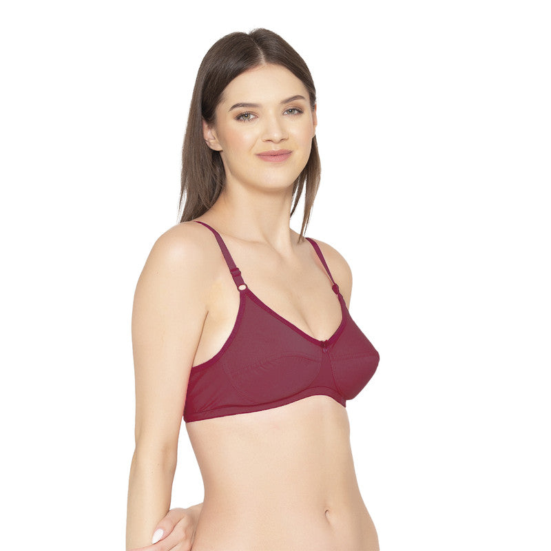 Groversons Paris Beauty Cotton Rich Non-Padded-Non-Wired Everyday Bra (BR052-MAROON)