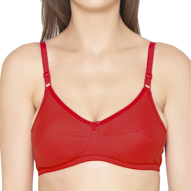 Groversons Paris Beauty Cotton Rich Non-Padded-Non-Wired Everyday Bra (BR052-RED)