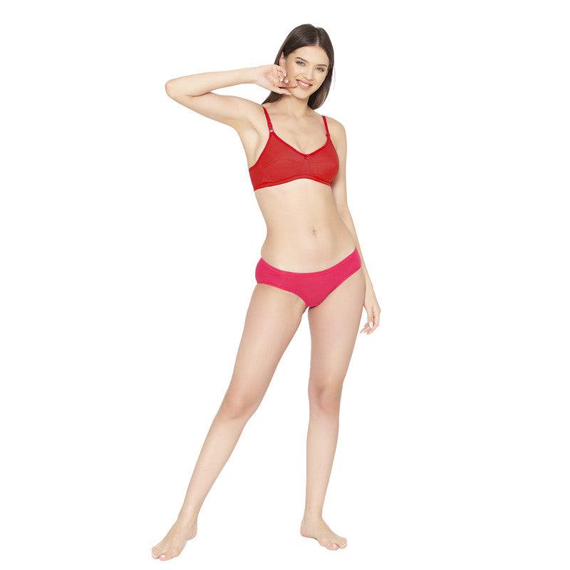 Groversons Paris Beauty Cotton Rich Non-Padded-Non-Wired Everyday Bra (BR052-RED)