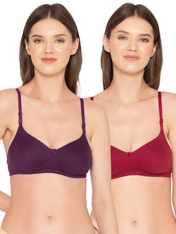 Women’s Pack of 2 seamless Non-Padded, Non-Wired Bra (COMB10-WINE & MAROON)