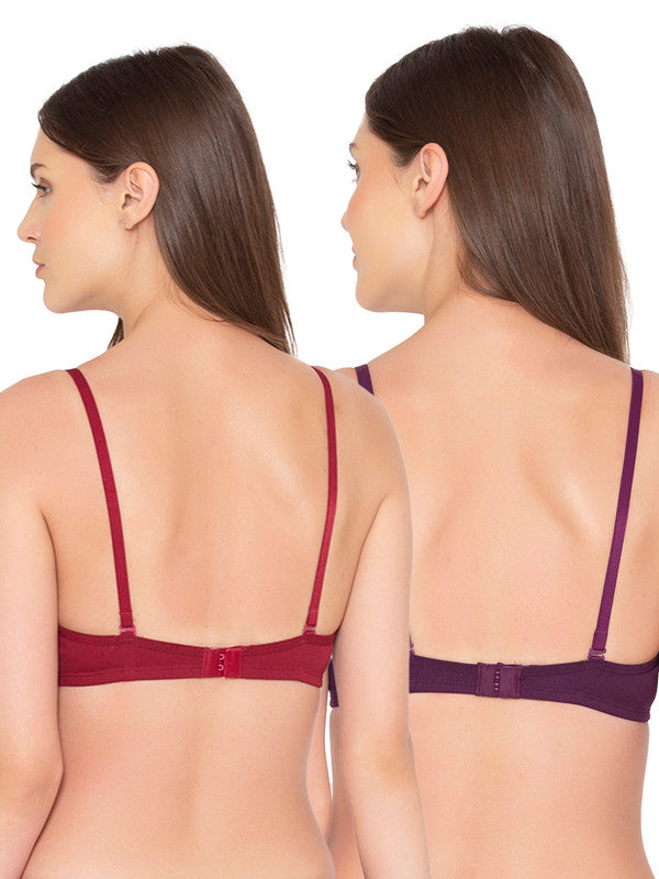 Women’s Pack of 2 seamless Non-Padded, Non-Wired Bra (COMB10-WINE & MAROON)