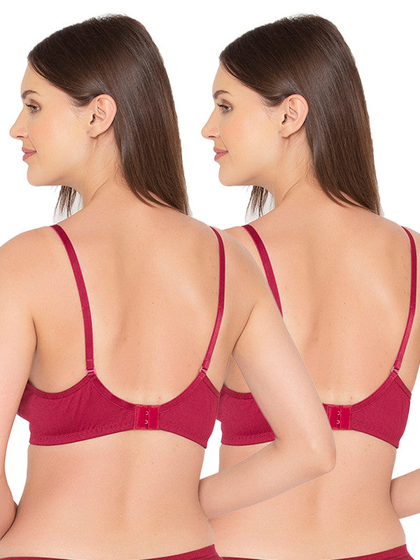 Women's Pack of 2 seamless Non-Padded, Non-Wired Bra (COMB03-MAROON)