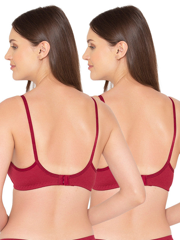 Women’s Pack of 2 seamless Non-Padded, Non-Wired Bra (COMB09-MAROON)