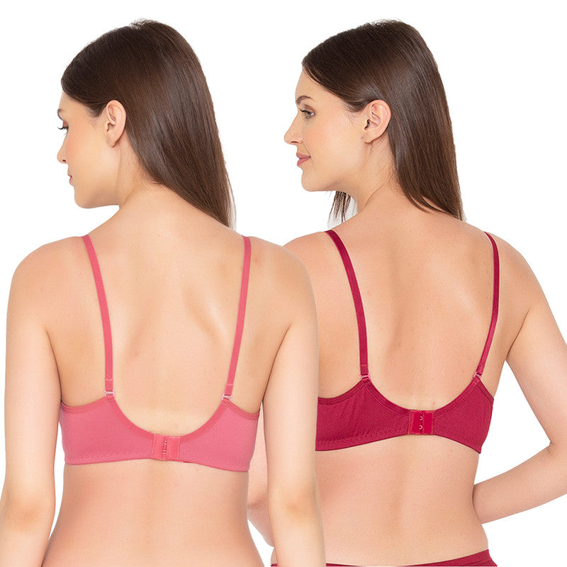 Women's Pack of 2 seamless Non-Padded, Non-Wired Bra (COMB03-MAUVE-&-MAROON)