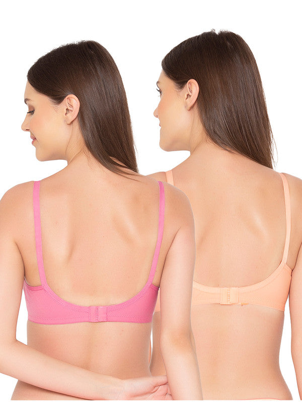 Women's Pack of 2 Non-Padded, Wirefree, Full-Coverage Bra (COMB06-MAUVE & PEACH)