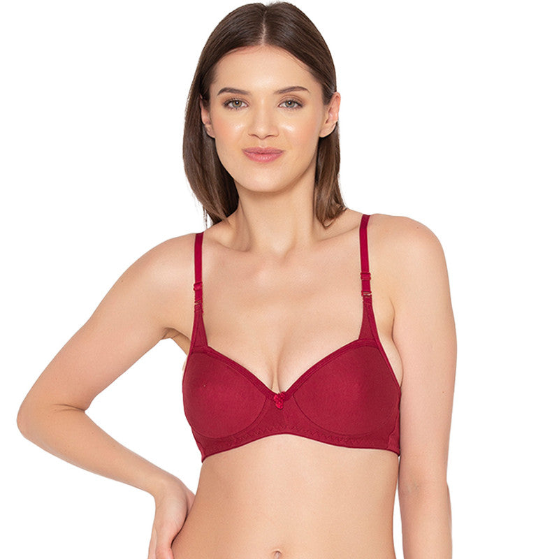 Women's Padded, Non-Wired, Seamless T-Shirt Bra (BR007-MAROON)