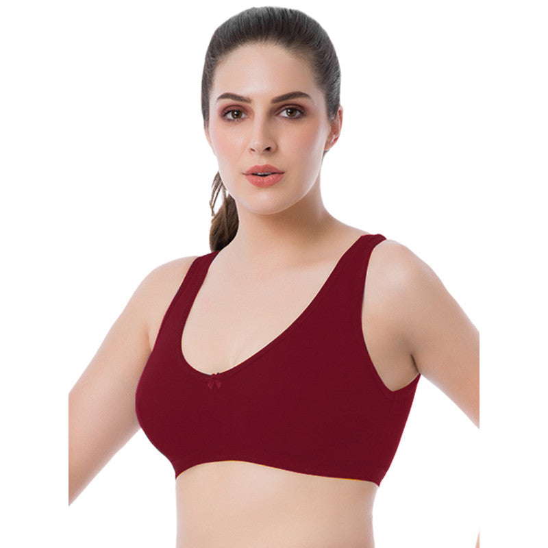 Groversons Paris Beauty Women's Non-Padded Non-Wired Seamed Full Coverage Sports Bra (BR161-MAROON)