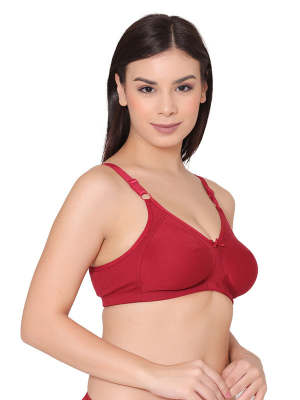 Women's Super Support M-Frame Non Padded  Everyday Cotton Bra (BR133-MAROON)